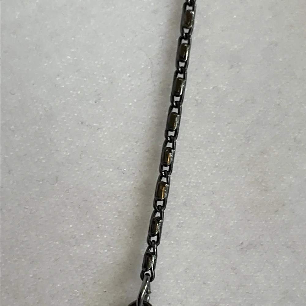 GIVENCHY Silver Gunmetal Necklace Y Drop Blue Crystals Vintage - Picture 10 of 17